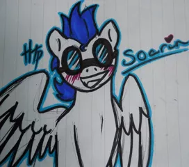 Size: 900x794 | Tagged: artist:haterthepony, blushing, derpibooru import, goggles, safe, soarin'