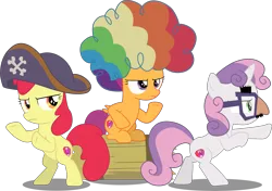 Size: 9993x7019 | Tagged: safe, artist:paganmuffin, derpibooru import, apple bloom, scootaloo, sweetie belle, earth pony, pegasus, pony, unicorn, hard to say anything, absurd resolution, agent rainbow head, charlie's angels, custom, cutie mark, cutie mark crusaders, female, filly, glasses, hat, irl, mare, photo, pirate hat, shimmering spectacles, simple background, spyrate, the cmc's cutie marks, toy, transparent background, trio, vector, wig