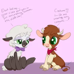 Size: 1600x1600 | Tagged: arizona cow, arizonadorable, artist:faline-art, clothes, cloven hooves, comic, community related, costume, cow, crossover, cute, derpibooru import, diasweetes, female, filly, forever filly, safe, sheep, sheepie belle, sweetie belle, them's fightin' herds