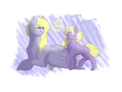 Size: 4000x3000 | Tagged: safe, artist:liefsong, derpibooru import, derpy hooves, dinky hooves, pegasus, pony, unicorn, cute, equestria's best daughter, equestria's best mother, female, filly, flower, foal, magic, magic aura, mare, mother and child, mother and daughter, mother's day, mothers day 2017, text