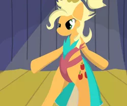 Size: 2400x2000 | Tagged: safe, artist:one$hot, derpibooru import, applejack, earth pony, pony, applejewel, bipedal, clothes, dress, female, hooves, leotard, lineless, mare, minimalist, modern art, solo, stage, standing