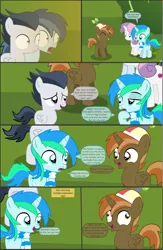 Size: 4552x7000 | Tagged: safe, artist:cyanlightning, derpibooru import, button mash, rumble, shady daze, sweetie belle, oc, oc:cyan lightning, alicorn, earth pony, pegasus, pony, unicorn, comic:cyan's adventure, .svg available, absurd resolution, alicornified, buttoncorn, clothes, colt, comic, derp, female, filly, hat, magic, male, mare, race swap, scarf, vector
