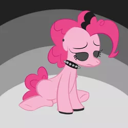 Size: 1000x1000 | Tagged: safe, artist:trimara, derpibooru import, pinkie pie, pony, choker, eyeshadow, goth, makeup, pinkie pie's boutique, sad, solo, spiked choker