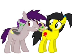 Size: 1066x800 | Tagged: safe, artist:toyminator900, derpibooru import, oc, oc:coldfire (bat pony), oc:night fight, oc:night owl, oc:uppercute, unofficial characters only, bat pony, earth pony, pony, baby, baby pony, female, male, mare, oc x oc, shipping, simple background, stallion, straight, transparent background, uppercold