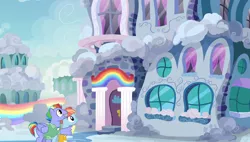 Size: 1920x1090 | Tagged: safe, derpibooru import, screencap, bow hothoof, windy whistles, pony, parental glideance, female, male, rainbow dash's parents, shipping, straight, windyhoof
