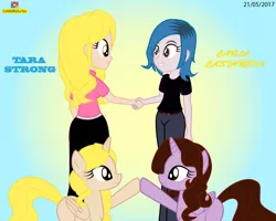 Size: 1134x908 | Tagged: safe, artist:conikiblasu-fan, derpibooru import, oc, oc:taralicious, alicorn, pony, equestria girls, carla castañeda, female, human ponidox, mare, self ponidox, tara strong, voice actor, voice actors