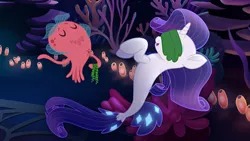 Size: 1136x640 | Tagged: derpibooru import, jamal, my little pony: the movie, octopus, rarity, safe, seaponified, seapony (g4), seapony rarity, seaweed wrap, species swap