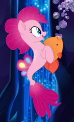 Size: 640x1045 | Tagged: bubble, bubble fish, derpibooru import, fish, my little pony: the movie, pinkie pie, safe, seaponified, seapony (g4), seapony pinkie pie, species swap, that pony sure does love being a seapony