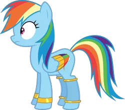 Size: 7257x6400 | Tagged: safe, artist:parclytaxel, derpibooru import, rainbow dash, genie, pegasus, pony, ain't never had friends like us, .svg available, absurd resolution, armband, female, frown, frozen, jewelry, leg brace, mare, simple background, solo, transparent background, vector, wide eyes, wing jewelry