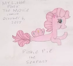 Size: 2426x2181 | Tagged: artist:smurfettyblue, derpibooru import, my little pony: the movie, pinkie pie, safe, seaponified, seapony (g4), seapony pinkie pie, solo, species swap, traditional art