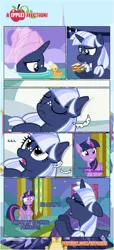 Size: 1919x4225 | Tagged: safe, artist:estories, derpibooru import, applejack, twilight sparkle, twilight sparkle (alicorn), oc, oc:silverlay, alicorn, pony, unicorn, comic:a(pple)ffection, absurd resolution, bathtub, comic, eating, female, food, mare, pillow, rubber duck, sandwich, towel