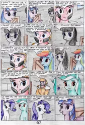 Size: 2298x3408 | Tagged: safe, artist:40kponyguy, derpibooru import, octavia melody, rainbow dash, rarity, twilight sparkle, twilight sparkle (alicorn), alicorn, human, pony, 40kponyguy's the staff of aurelian, blatant lies, comic, crossover, traditional art, warhammer (game), warhammer 40k