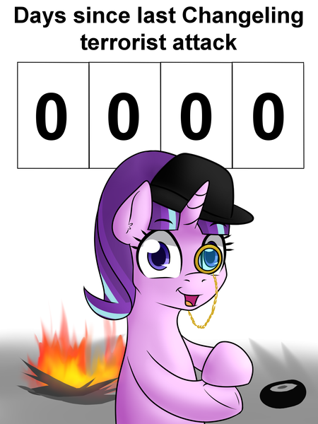Size: 1500x2000 | Tagged: safe, artist:10art1, derpibooru import, starlight glimmer, pony, 8^y, bowler hat, british, clapping, days since last changeling terrorist attack, english, hat, monocle, op started shit, politics, simple background, solo, starlight says bravo, terrorism, too soon, united kingdom, we are going to hell, white background