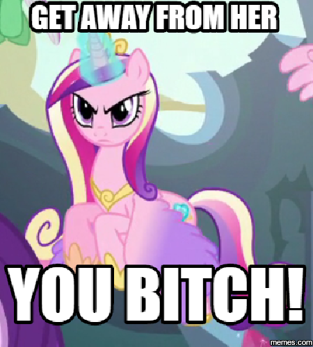 Size: 450x500 | Tagged: safe, derpibooru import, edit, edited screencap, screencap, princess cadance, alicorn, pony, to where and back again, alien (franchise), cropped, ellen ripley, magic, magic aura, mama bear, mama cadence, meme, needs more jpeg, vulgar