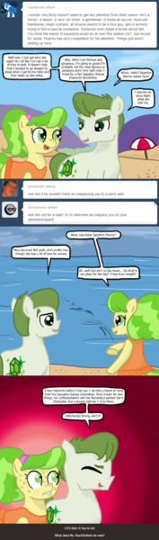 Size: 640x2174 | Tagged: safe, artist:ficficponyfic, derpibooru import, chickadee, ms. peachbottom, oc, pony, cyoa:peachbottom's quest, beach, cyoa, tumblr