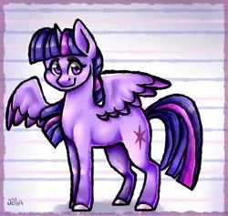 Size: 950x900 | Tagged: safe, artist:twixyamber, derpibooru import, twilight sparkle, twilight sparkle (alicorn), alicorn, pony, smiling, solo, spread wings, wings