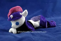 Size: 1875x1278 | Tagged: safe, artist:whiteheather, derpibooru import, rarity, pony, beanie (plushie), beatnik rarity, beret, clothes, hat, irl, photo, plushie, solo, sweater