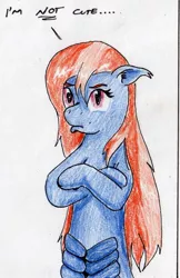Size: 1049x1616 | Tagged: artist:40kponyguy, blatant lies, crossed hooves, derpibooru import, i'm not cute, lamia, looking at you, oc, oc:kalianne, original species, pouting, safe, simple background, solo, traditional art, unhappy, unofficial characters only, white background