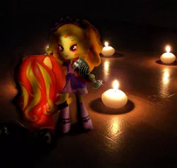 Size: 710x675 | Tagged: safe, artist:whatthehell!?, derpibooru import, edit, adagio dazzle, sunset shimmer, equestria girls, bone, boots, candle, candlelight, chalice, doll, equestria girls minis, irl, photo, ritual, shoes, toy