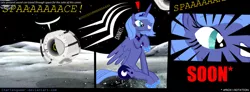 Size: 900x331 | Tagged: artist:celrahk, comic, crossover, derpibooru import, personality core, portal (valve), princess luna, safe, space core