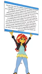 Size: 950x1645 | Tagged: safe, artist:manly man, derpibooru import, edit, sunset shimmer, equestria girls, copypasta, exploitable meme, female, meme, sign, solo, star wars, sunset's board, the tragedy of darth plagueis the wise, tl;dr