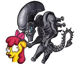 Size: 875x741 | Tagged: alien, alien (franchise), apple bloom, artist:darkone10, crossover, derpibooru import, safe, xenomorph