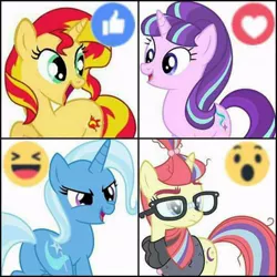 Size: 540x540 | Tagged: safe, derpibooru import, moondancer, starlight glimmer, sunset shimmer, trixie, pony, unicorn, counterparts, emoji, facebook reactions, twilight's counterparts, 👍