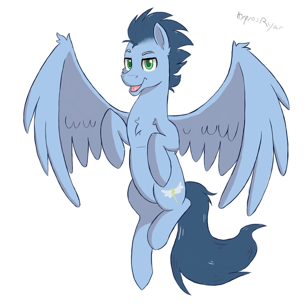 Size: 1900x1900 | Tagged: safe, artist:hypno, derpibooru import, soarin', pony, male, open mouth, simple background, solo, stallion, white background, wings