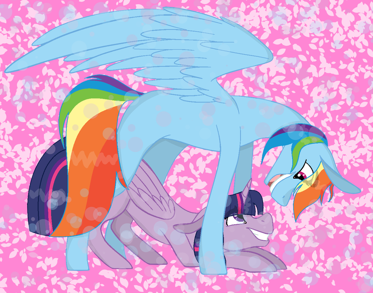 Size: 1336x1048 | Tagged: safe, artist:tsintseh, derpibooru import, rainbow dash, twilight sparkle, twilight sparkle (alicorn), alicorn, pegasus, pony, base used, female, lesbian, shipping, twidash