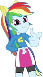 Size: 3000x5326 | Tagged: safe, artist:dashiesparkle, derpibooru import, rainbow dash, equestria girls, equestria girls (movie), absurd resolution, clothes, compression shorts, cute, female, helping twilight win the crown, high res, pointing, pony ears, ponytail, school spirit, simple background, skirt, solo, sweater, transparent background, vector, wondercolts