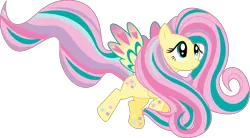 Size: 2442x1352 | Tagged: safe, artist:whizzball2, derpibooru import, fluttershy, pegasus, pony, twilight's kingdom, .svg available, female, mare, rainbow power, simple background, solo, svg, transparent background, vector, vector trace