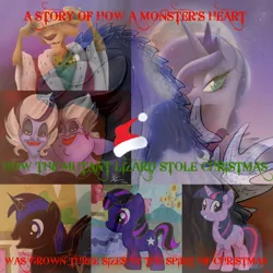 Size: 900x900 | Tagged: safe, artist:obiwanthewiseass, derpibooru import, princess luna, twilight sparkle, oc, alicorn, kaiju, pony, crossover, godzilla, godzilla (series), morgana, prince john, ursula