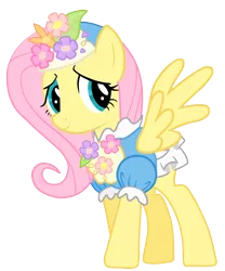 Size: 1100x1323 | Tagged: safe, artist:jennieoo, derpibooru import, fluttershy, pegasus, pony, green isn't your color, clothes, cute, dress, female, hat, mare, shyabetes, simple background, solo, transparent background, vector, vector trace