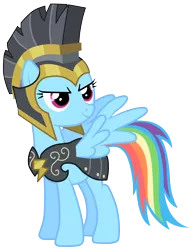 Size: 3796x5000 | Tagged: safe, artist:jennieoo, derpibooru import, commander hurricane, rainbow dash, pegasus, pony, hearth's warming eve (episode), absurd resolution, armor, clothes, costume, female, helmet, mare, simple background, solo, transparent background, vector, vector trace