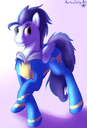 Size: 951x1400 | Tagged: artist:hoodoo, clothes, derpibooru import, safe, soarin', solo, uniform, wonderbolts uniform