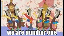 Size: 961x540 | Tagged: boomerang (tv channel), caption, clones, derpibooru import, discord, discordant harmony, edit, edited screencap, image macro, lazytown, meme, robbie rotten, safe, screencap, text, we are number one