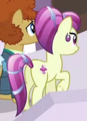 Size: 177x246 | Tagged: safe, derpibooru import, screencap, fleur de verre, earth pony, pony, princess spike (episode), butt, cropped, female, male, mare, plot, stallion