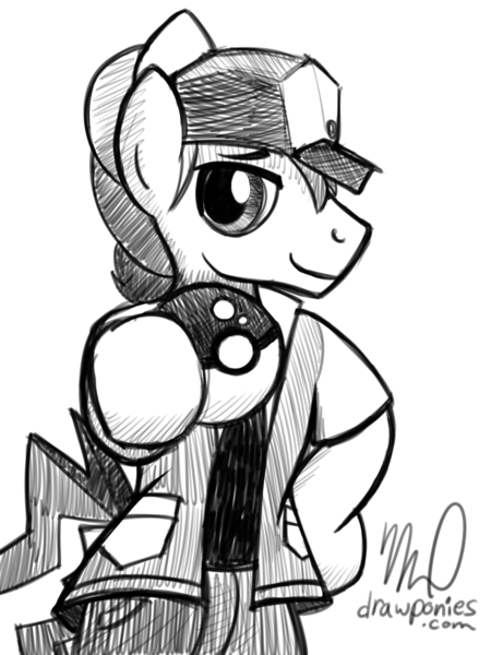 Size: 1500x2000 | Tagged: safe, artist:drawponies, derpibooru import, rainbow dash, pony, clothes, cosplay, costume, crossover, monochrome, pokéball, pokémon, pokémon trainer, rainbow blitz, rule 63, sketch, solo, traditional art