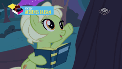Size: 809x455 | Tagged: safe, derpibooru import, screencap, granny smith, pony, the perfect pear, adorasmith, animated, boomerang (tv channel), cute, gif, it runs in the family, pat the dog, younger, young granny smith