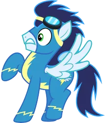 Size: 5140x6000 | Tagged: safe, artist:chainchomp2, derpibooru import, soarin', pegasus, pony, parental glideance, .svg available, absurd resolution, clothes, goggles, juxtaposition bait, male, raised hoof, shocked, simple background, solo, stallion, transparent background, uniform, vector, wide eyes, wonderbolts uniform