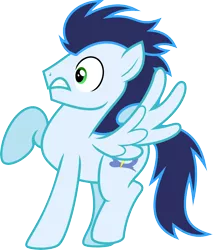Size: 5088x5982 | Tagged: safe, alternate version, artist:chainchomp2, derpibooru import, soarin', pegasus, pony, parental glideance, .svg available, absurd resolution, juxtaposition bait, male, raised hoof, shocked, simple background, solo, spread wings, stallion, transparent background, vector, wide eyes, wings