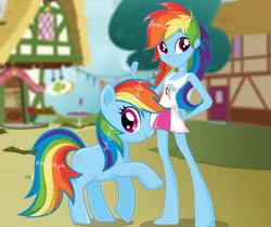 Size: 600x505 | Tagged: safe, derpibooru import, rainbow dash, pony, equestria girls, are equestrian girls human?, bootleg, clothes, duality, eqg promo pose set, flash game, human ponidox, missing cutie mark, self ponidox, skirt, stock vector, tanktop, wingless