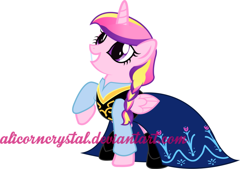 Size: 3222x2270 | Tagged: safe, artist:alinadreams00, derpibooru import, princess cadance, pony, anna, clothes, cosplay, costume, crossover, disney, frozen (movie), simple background, solo, transparent background, vector