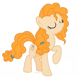 Size: 6000x6000 | Tagged: safe, artist:suramii, derpibooru import, pear butter, earth pony, pony, the perfect pear, absurd resolution, applejack's mom, eyes closed, female, mare, raised hoof, simple background, solo, transparent background, vector