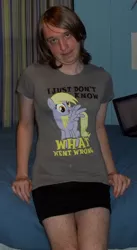 Size: 1214x2216 | Tagged: artist:reminiscencesaga, clothes, derpibooru import, derpy hooves, human, i just don't know what went wrong, irl, irl human, photo, safe, shirt, t-shirt