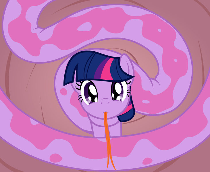 Size: 2500x2051 | Tagged: safe, artist:badumsquish, derpibooru import, part of a set, twilight sparkle, lamia, original species, :<, badumsquish's kitties, cute, female, forked tongue, lamiafied, long tail, long tongue, looking at you, looking up, mare, race swap, sitting, snake tongue, solo, species swap, tongue flick, tongue out, twiabetes, twilamia, twilight snakle