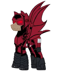 Size: 1835x2161 | Tagged: safe, artist:edcom02, artist:jmkplover, derpibooru import, bat pony, pegasus, pony, clothes, costume, daredevil, daredevil (series), fake wings, matt murdock, netflix