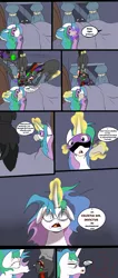 Size: 850x2000 | Tagged: safe, artist:suxt0hax, derpibooru import, king sombra, princess celestia, pony, /mlp/, 4chan, bad idea, bed, bed mane, cartoon violence, chloroform, colored, comic, didn't think this through, drawthread, duo, funny, funny as hell, magic, majestic as fuck, offended, sleep mask, telekinesis, this ended in pain, you're doing it wrong