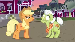 Size: 1278x720 | Tagged: safe, derpibooru import, screencap, applejack, granny smith, pony, the perfect pear, boomerang (tv channel), sweet apple acres