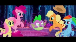 Size: 1280x720 | Tagged: applejack, applejack's hat, cowboy hat, derpibooru import, fish, fluttershy, hat, my little pony: the movie, pinkie pie, puffer fish, rainbow dash, safe, screencap, seaponified, seapony applejack, seapony fluttershy, seapony (g4), seapony pinkie pie, seapony rainbow dash, species swap, spike, spike the pufferfish, youtube link